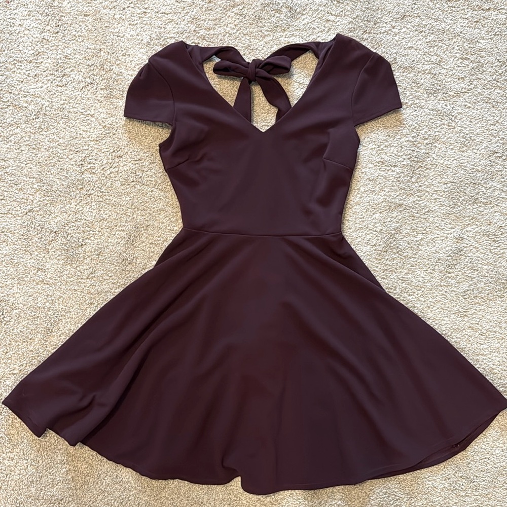 Dark purple bow-back fit & flare dress | size 5/6